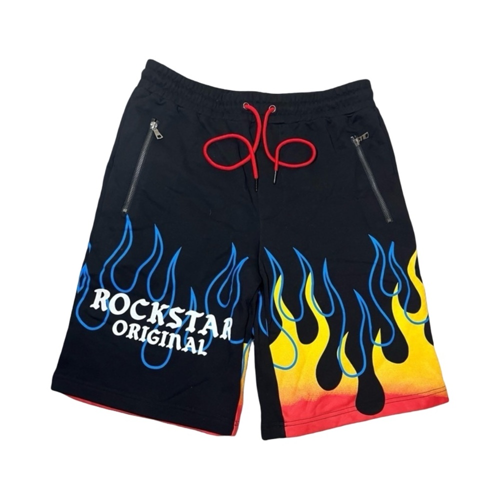 Rockstar Original Flame Shorts Large – Bold Streetwear for the Fearless